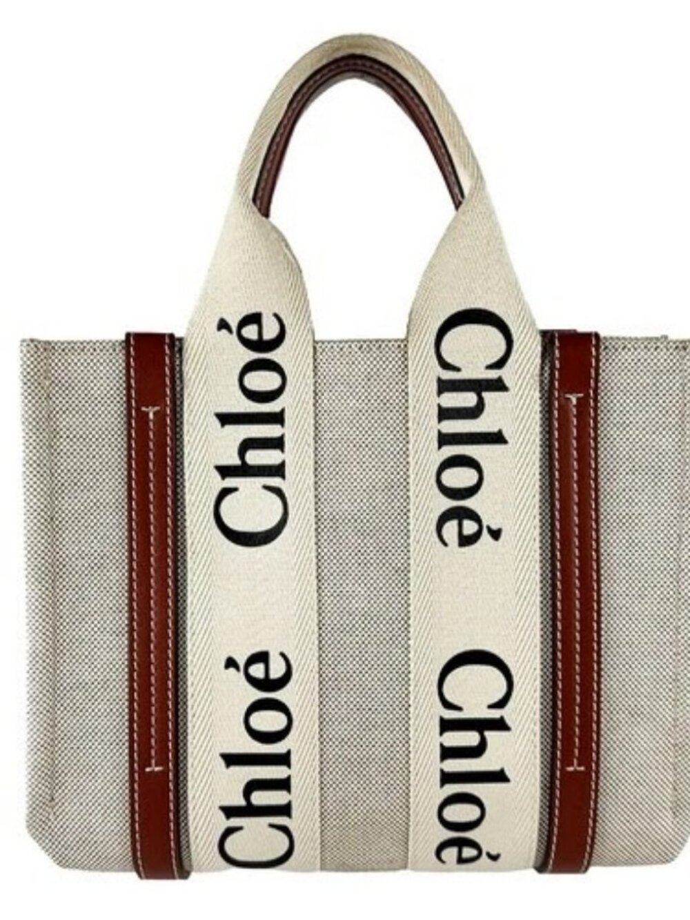Auth Chloe Woody Small Handbag Shoulder Bag Brown Canvas/Leather - z10809